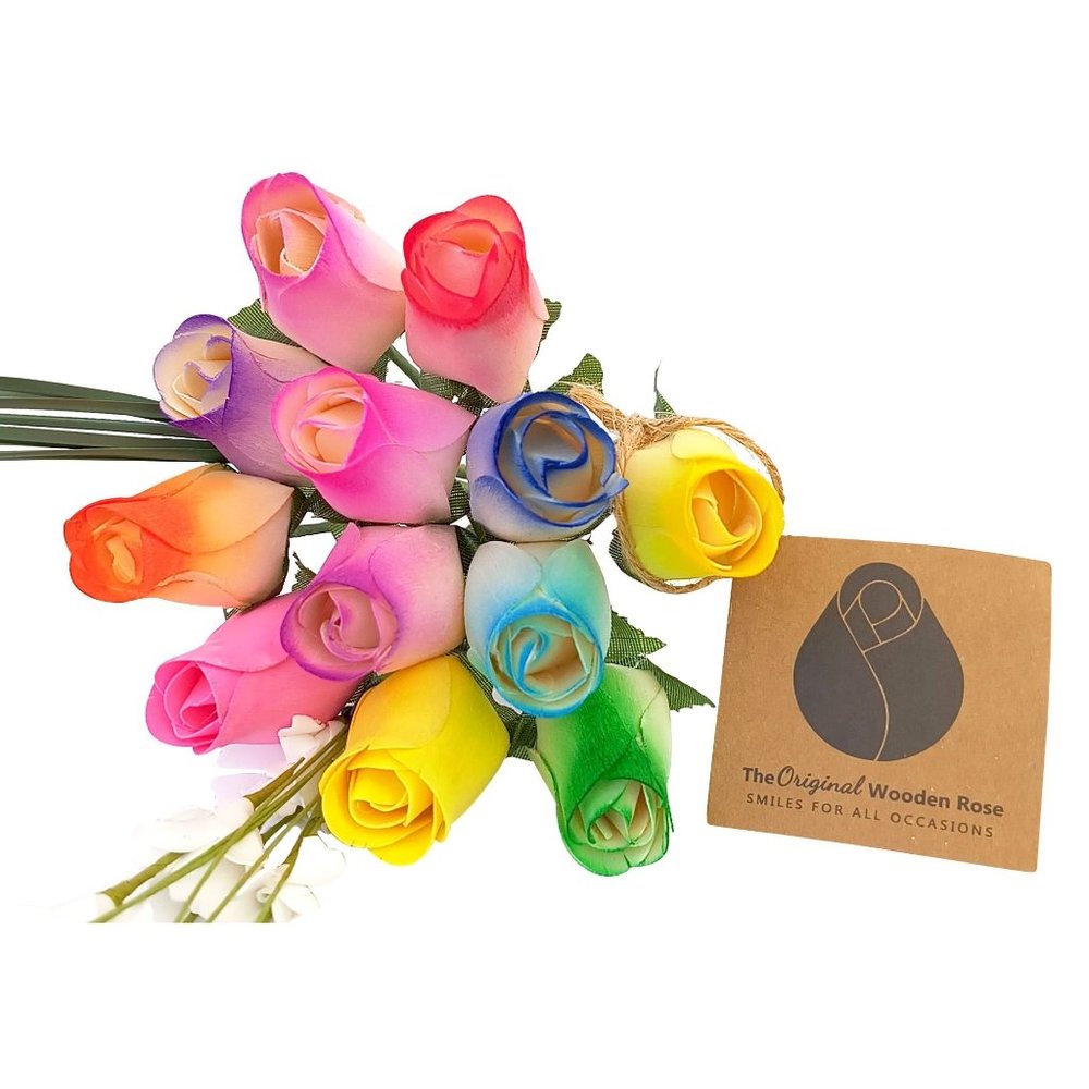 1 Dozen Spring Easter Wooden Rose Bouquet. The Original Wooden Rose